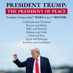 　米国務省が９月下旬、Ｘ（旧ツイッター）に投稿したトランプ米大統領の写真。「たった７カ月で七つの戦争を終わらせた」と記されている（共同）