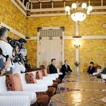 　国会内で開かれた自民党の高市総裁と公明党の斉藤代表による党首会談＝１０日午後