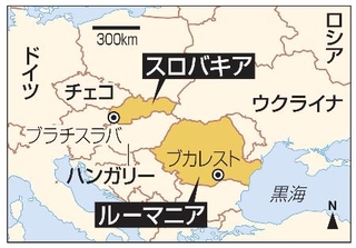 　ルーマニア、スロバキア、チェコ、ハンガリー