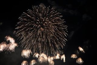 　「土浦全国花火競技大会」の花火＝２０２５年１１月１日、茨城県土浦市