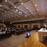 　広島市で開かれた「パグウォッシュ会議」世界大会の閉会式＝５日午後