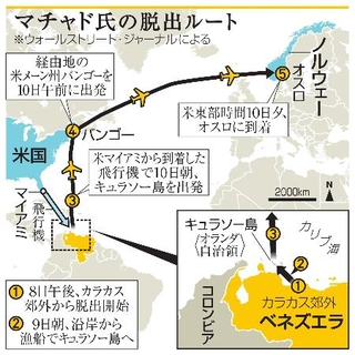 　マチャド氏の脱出ルート、ベネズエラ、ノルウェー・オスロ