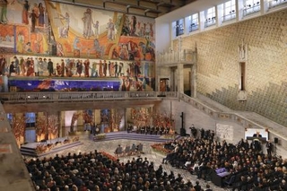 　２０２４年１２月、オスロ市庁舎で開かれたノーベル平和賞授賞式（共同）