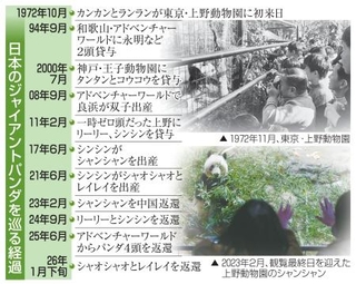 　日本のジャイアントパンダを巡る経過