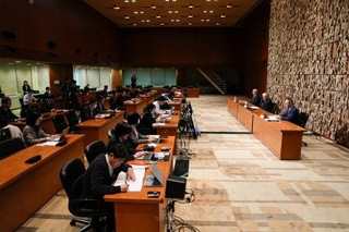 　ＮＨＫの次期会長が井上樹彦副会長に決まり、開かれた経営委員会の記者会見＝８日午後、東京都渋谷区