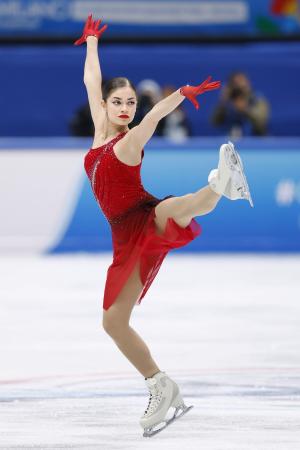 　ロシア出身で個人の中立選手（ＡＩＮ）としてミラノ・コルティナ冬季五輪に出場するアデリア・ペトロシャン＝２０２５年９月、北京（共同）