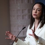 　記者会見するベネズエラの野党指導者マリア・コリナ・マチャド氏＝２０２５年１２月、ノルウェー・オスロ（ロイター＝共同）