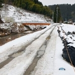 　２０２４年９月の豪雨で被災し、復旧に向けて土のうが積まれた河川の堤防＝１月２８日、石川県輪島市