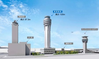 　成田空港の新管制塔（中央）の完成イメージ図（国交省提供）