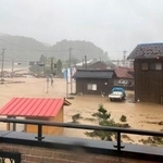 　２０２４年９月２１日、鈴屋川の氾濫で浸水した石川県輪島市町野町（広瀬弘一さん提供）