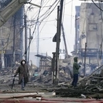能登半島地震による大規模火災で焼け落ちた石川県輪島市の「輪島朝市」付近＝２０２４年１月