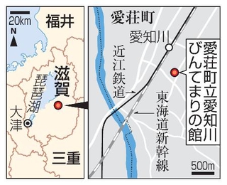 　滋賀県愛荘町「愛荘町立びんてまりの館」、近江鉄道、愛知川駅