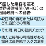 　下船した乗客を巡る世界保健機関（ＷＨＯ）の各国政府への勧告