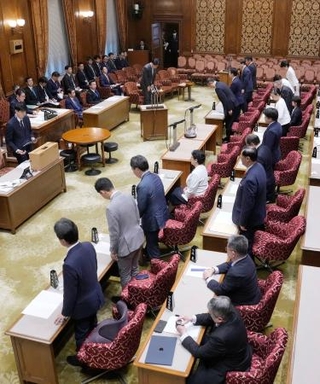 　皇室典範などの改正案を可決した参院特別委＝１６日午後