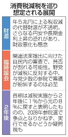 　消費税減税を巡り想定される展開