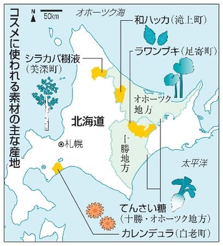 　コスメに使われる素材の主な産地