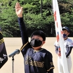 選手宣誓する香住ジュニアベースボールクラブの守山昴希主将