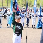 選手宣誓に臨んだ林選手＝姫路市香寺町行重