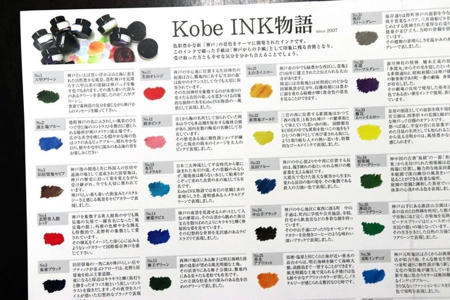 「Ｋｏｂｅ　ＩＮＫ（神戸インク）物語」の色見本