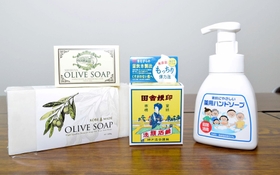 オリーブソープや廃油をリサイクルしたハンドソープなどの製品