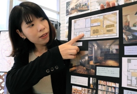 リフォームの顧客がイメージしやすいよう、間取り図や写真を組み合わせたボードを作って提案に臨む＝伊丹市宮ノ前１、ウィル不動産販売伊丹営業所