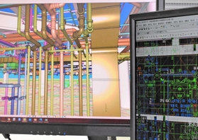 コンピューター利用設計システム（ＣＡＤ）で作成した消防設備の配管図面＝神戸市中央区東雲通３
