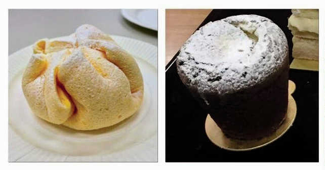 チョコとチーズが引き立て合う「ショコラージュ」（右）、豚まんをイメージした「しぇあまん」（左）