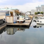 運河になった新川遊郭跡を東から西へ望む。右の建物は薬仙寺（いずれも筆者提供）