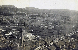 ①神戸高等工業学校の煙突から長田方面を望む。１９２９年撮影（筆者提供）