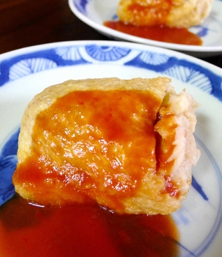 イメージはマーボー春雨入りのお揚げさん