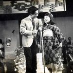 「日清ちびっこのどじまん」に出場したときの上沼恵美子さん。左は司会の大村崑さん