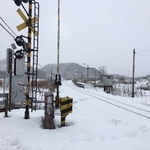 　雪の原野の中にたたずむ宗谷線糠南駅＝１６年１２月