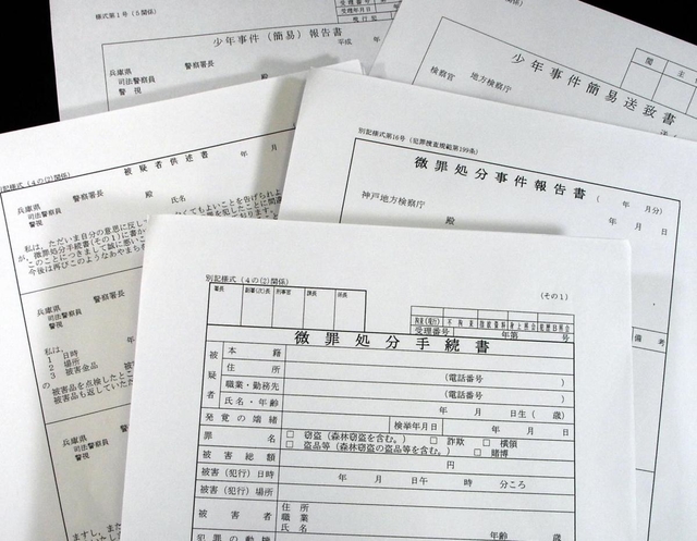 兵庫県警自動車警ら隊がねつ造していた捜査書類の原本（２００４年）