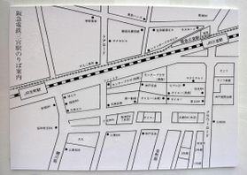 大丸神戸店近くにある地図。金融再編前の銀行名に加え、阪急百貨店やダイエー（男館）なども記されている＝神戸市中央区