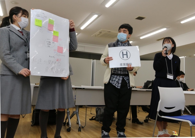 H班が「産業振興」のアイデアを発表