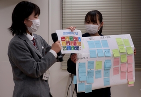 B班が「健康・福祉」のアイデアを発表