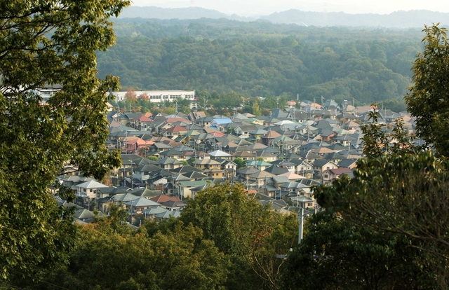 丘陵地を切り開いてできたつつじが丘＝三田市大川瀬から（撮影・大森　武）