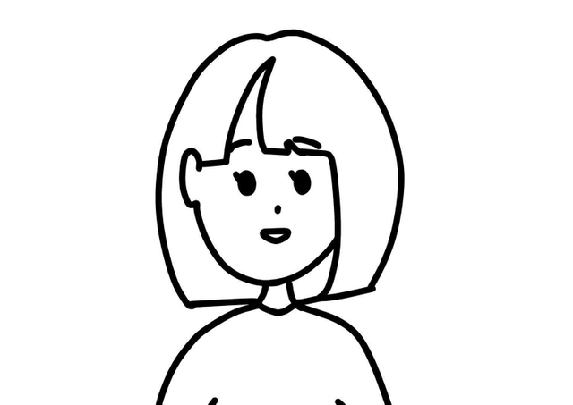 リンさん＝14歳・中学２年、好きなことはお菓子作り（似顔絵の作者はフリースクールの友だち「まゆ」さん）