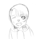 ヨルさん＝13歳・中学１年、好きなことはおしゃれをすること（似顔絵の作者は自分）