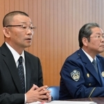 君野康弘容疑者の再逮捕について会見で説明する兵庫県警の幹部＝１４日午後、神戸市長田区北町３、長田署