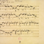 「エチュード　ヘ長調　作品１０の８」自筆譜（製版用　フリデリク・ショパン、１８３３年以前、インク、紙　Ｐｈｏｔｏ　：　Ｔｈｅ　Ｆｒｙｄｅｒｙｋ　Ｃｈｏｐｉｎ　Ｉｎｓｔｉｔｕｔｅ）