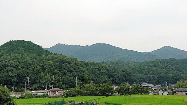 ふもとから眺めた丹生山＝神戸市北区山田町坂本