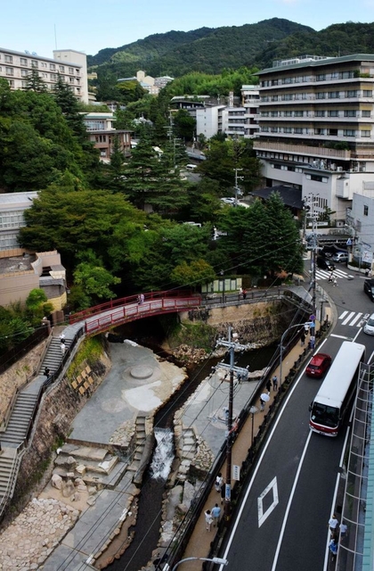 「日本三古湯」の一つに数えられる有馬温泉街＝神戸市北区有馬町（有馬御苑から撮影）
