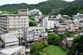 「日本三古湯」の一つに数えられる有馬温泉街＝神戸市北区有馬町（有馬御苑から撮影）