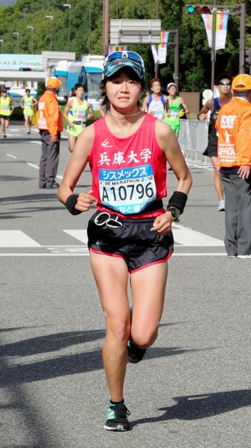 初マラソンで女子日本人トップの７位に入った横川海姫（撮影・大山伸一郎）