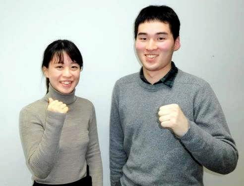 熊本城マラソンに震災交流ランナーとして出場する（左から）平野舞さん、原一貴さん（神戸マラソン実行委員会提供）