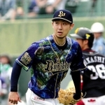 オリックスは「地球柄」。印刷技術の向上でデザインの幅が広がった＝７月５日、ほっともっとフィールド神戸