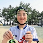 ニュージーランドにラグビー留学する神戸市立鷹取中１年の山口虹道さん＝神戸市須磨区