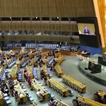 ＮＰＴ再検討会議の最終日の会合＝５月、アメリカ・ニューヨークの国連本部