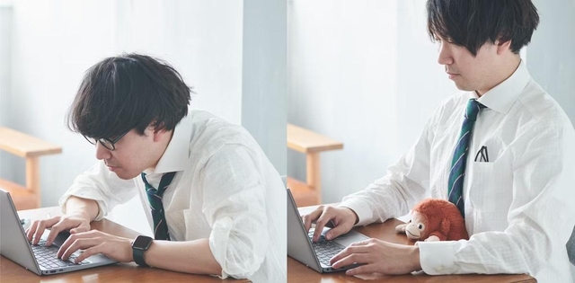 「ふんばるず」はデスクとおなかで挟むと背筋が伸びる